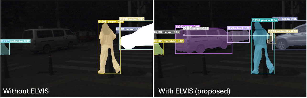 ELVIS low-light video instance segmentation result